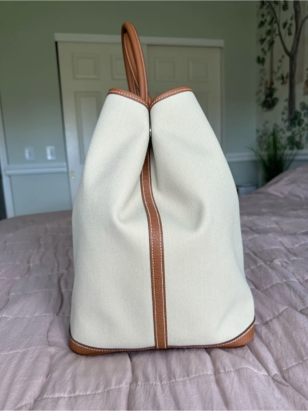 Hermes Garden Party Voyage 49 Toile Negonda Gold XL Weekender Travel Tote Rare - Picture 5 of 17